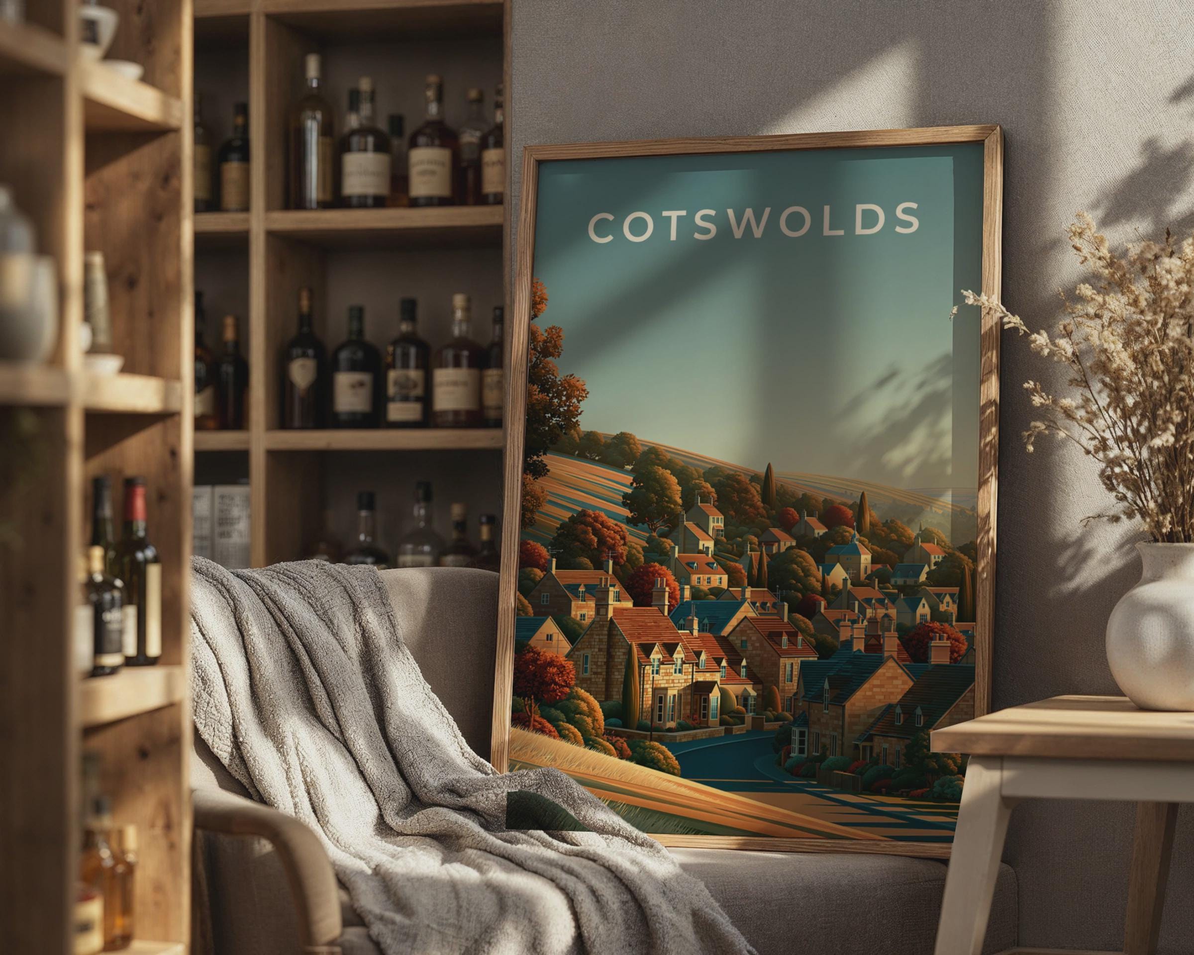 Cotswolds Print Village Landscape Art - Travel Wall Art