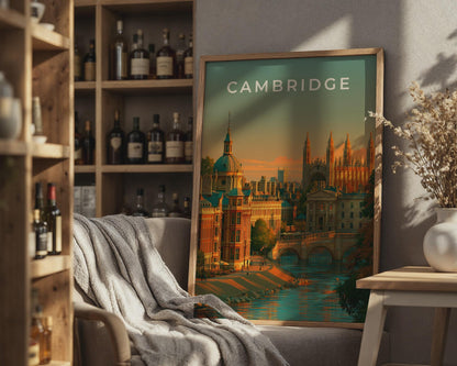 Cambridge Cityscape Art Print Scenic Wall Art - Travel Wall Art