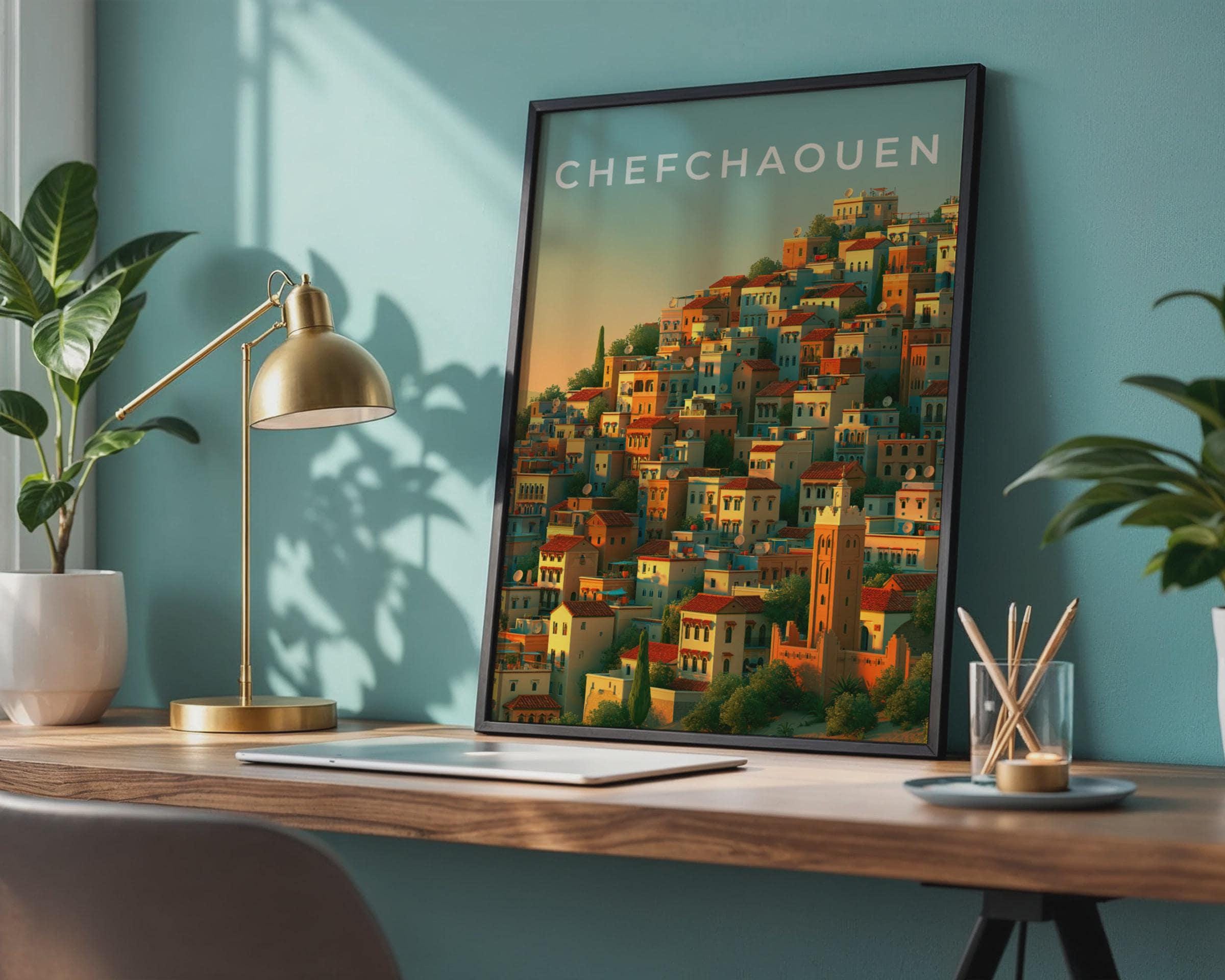 Chefchaouen Cityscape Print Wall Art - Travel Wall Art