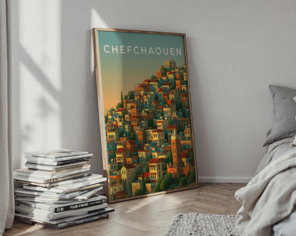 Chefchaouen Cityscape Print Wall Art - Travel Wall Art