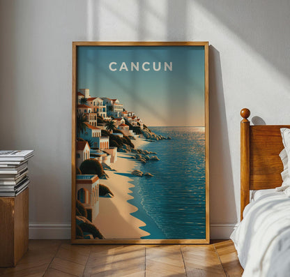 Cancun Beach Art Print Coastal Landscape - Travel Wall Art