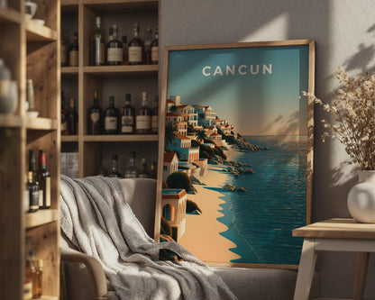 Cancun Beach Art Print Coastal Landscape - Travel Wall Art