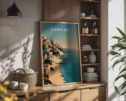 Cancun Beach Art Print Coastal Landscape - Travel Wall Art