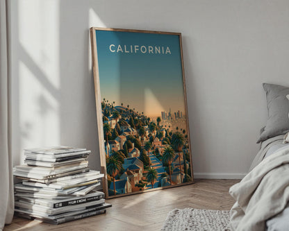 California City Skyline Sunset Poster Artwork - Travel Wall Art