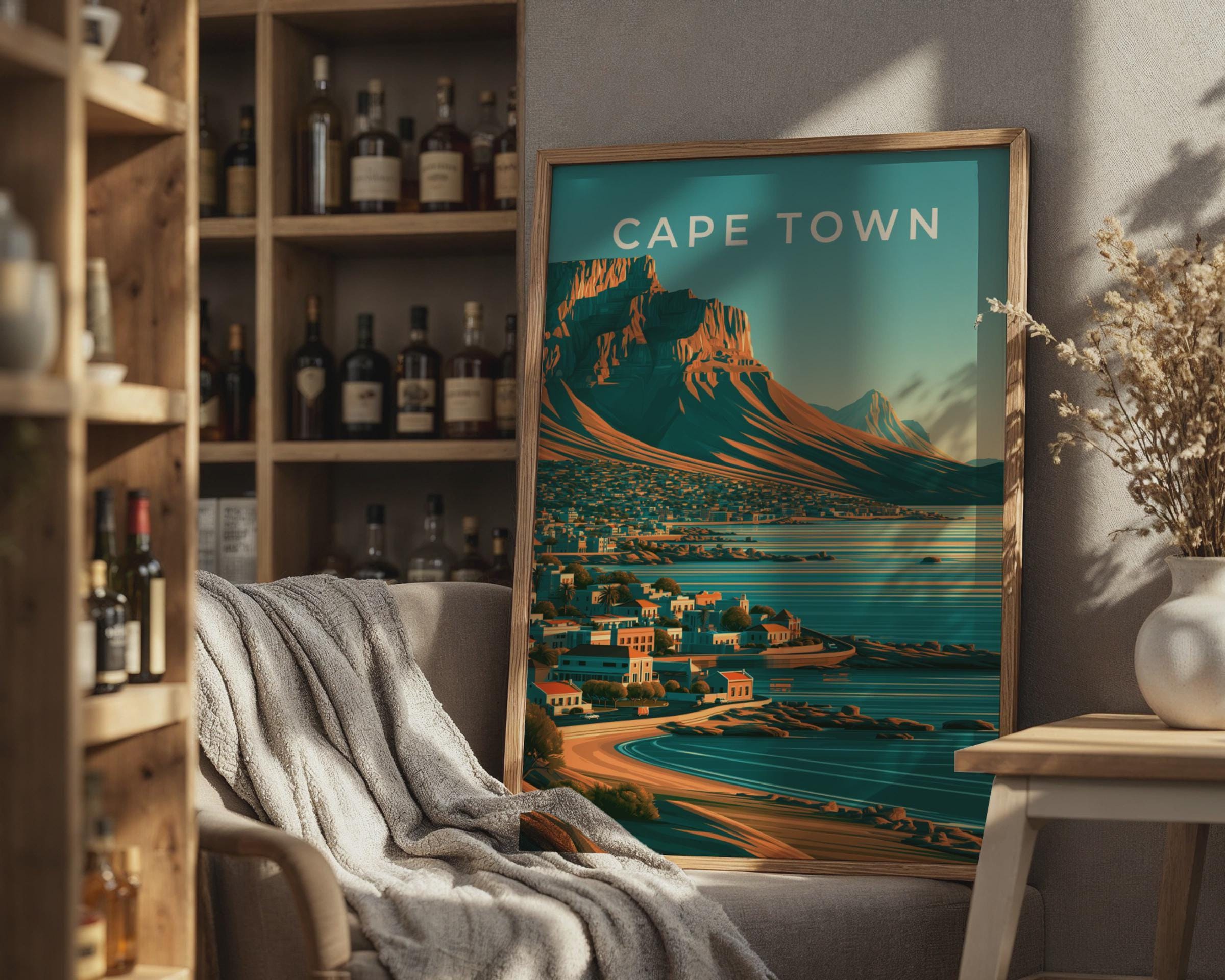 Cape Town Landscape Print Coastal Artwork Modern Wall Art - Travel Wall Art