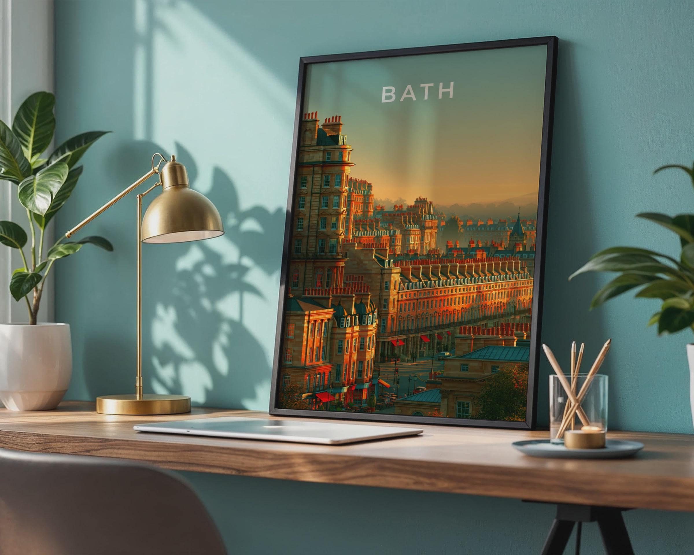 Bath Cityscape Poster Architectural Print - Travel Wall Art