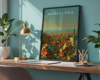 Barcelona Cityscape Art Print Modern Wall Art - Travel Wall Art