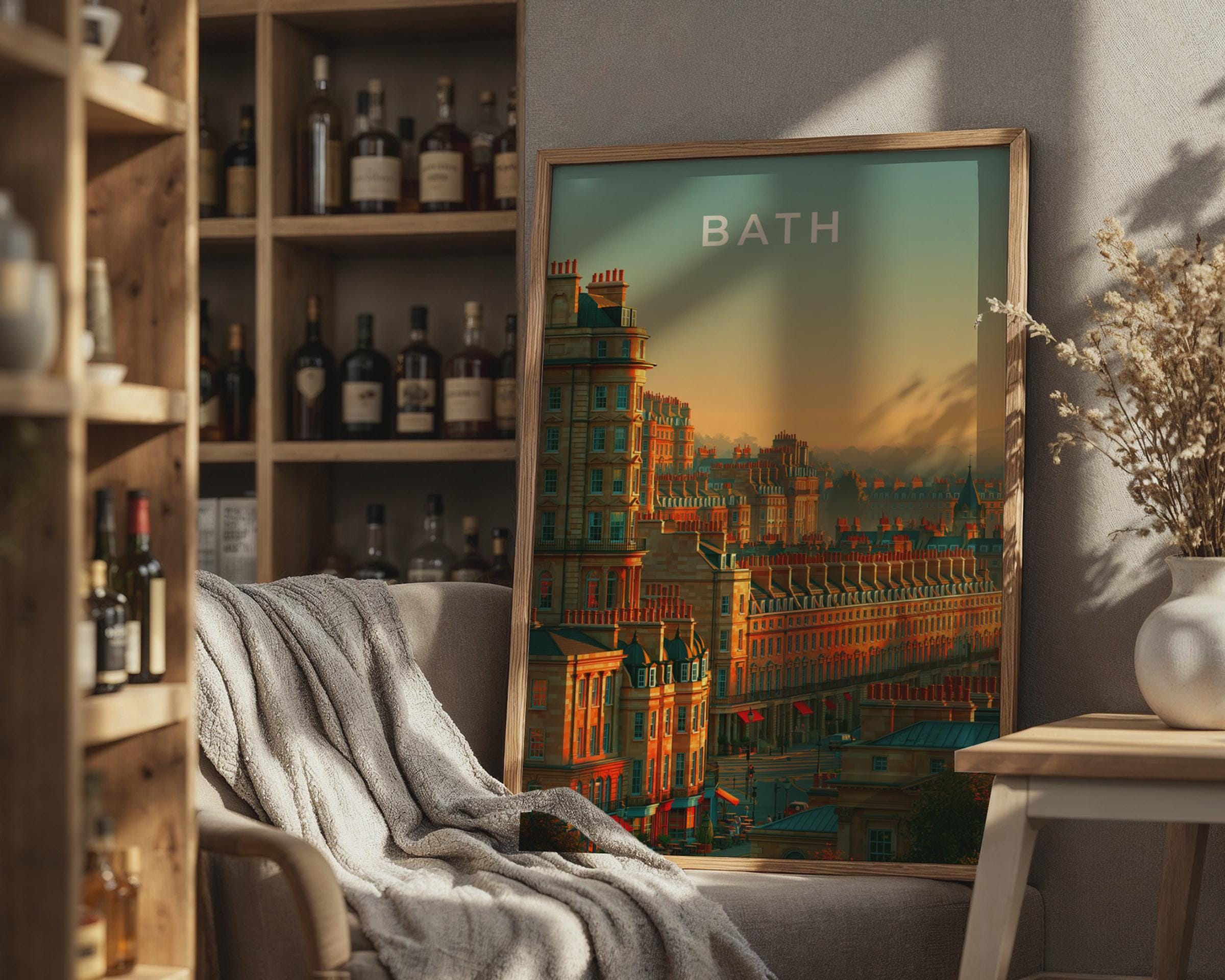 Bath Cityscape Poster Architectural Print - Travel Wall Art