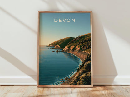 Devon Landscape Coastal Poster Art Print - Travel Wall Art