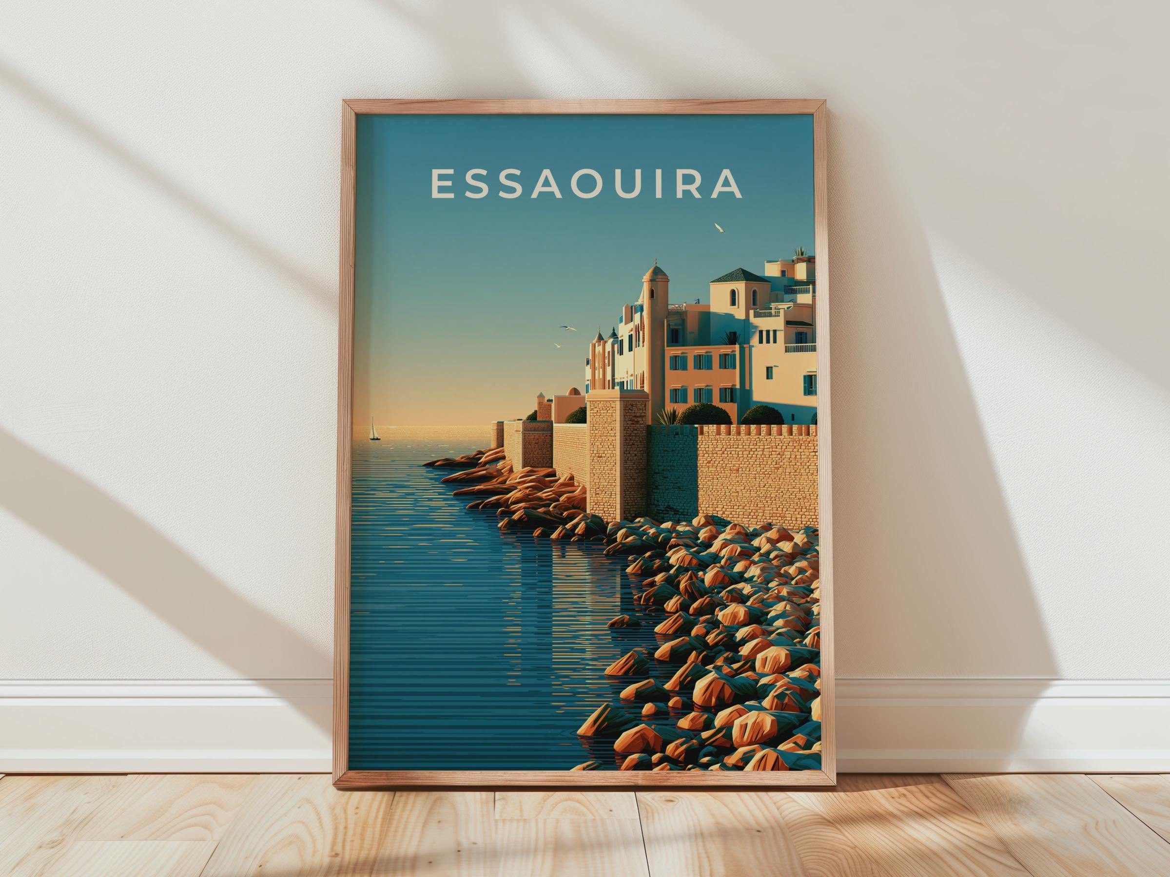 Essaouira Coastal Print Art Deco Wall Art Travel Poster - Travel Wall Art