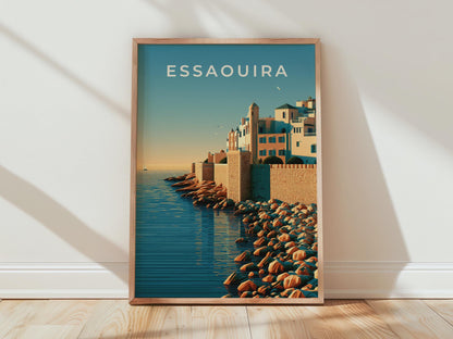 Essaouira Coastal Print Art Deco Wall Art Travel Poster - Travel Wall Art