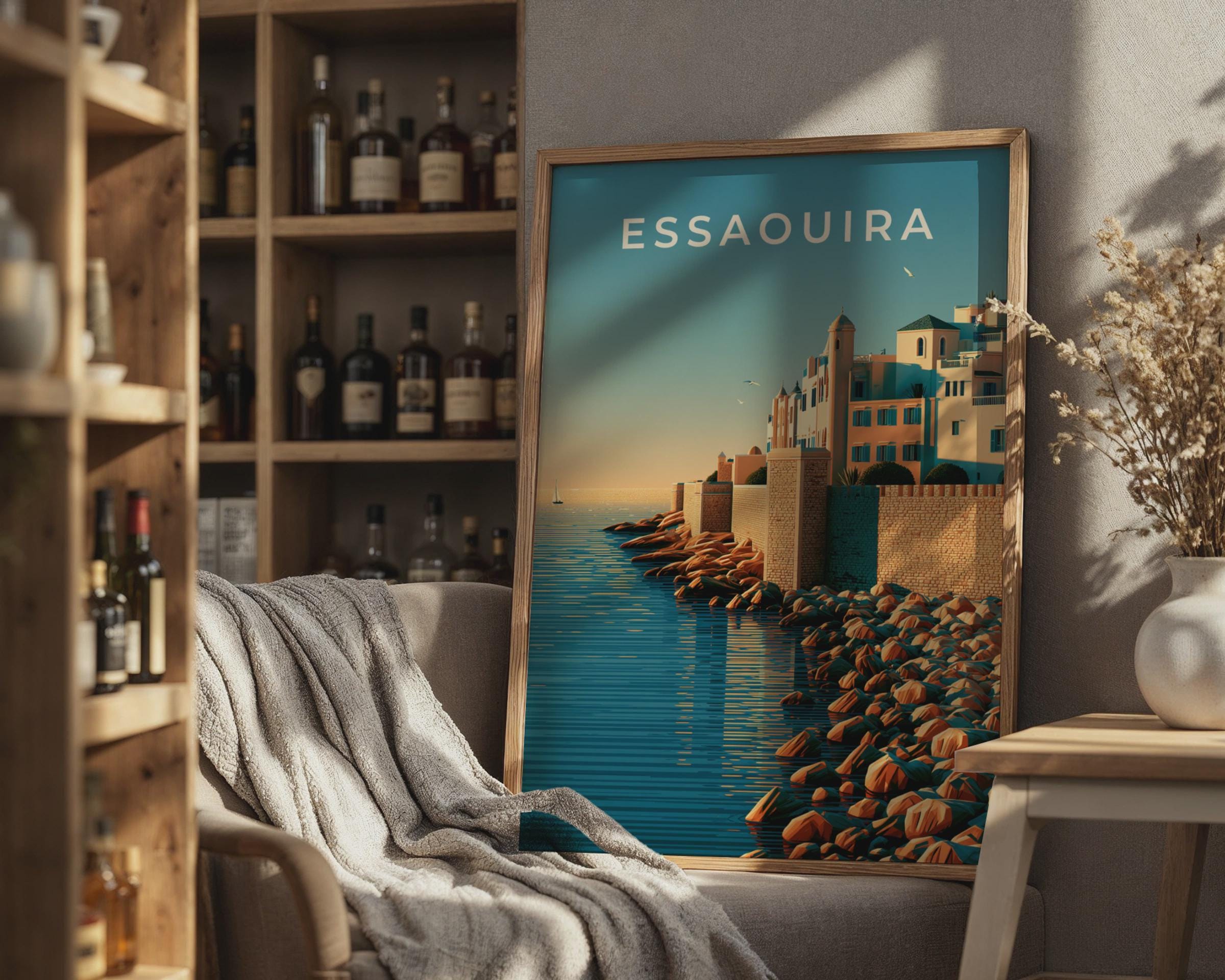 Essaouira Coastal Print Art Deco Wall Art Travel Poster - Travel Wall Art