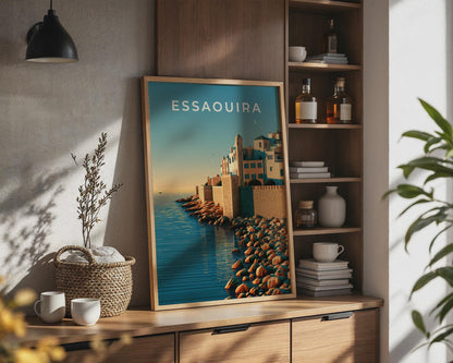 Essaouira Coastal Print Art Deco Wall Art Travel Poster - Travel Wall Art