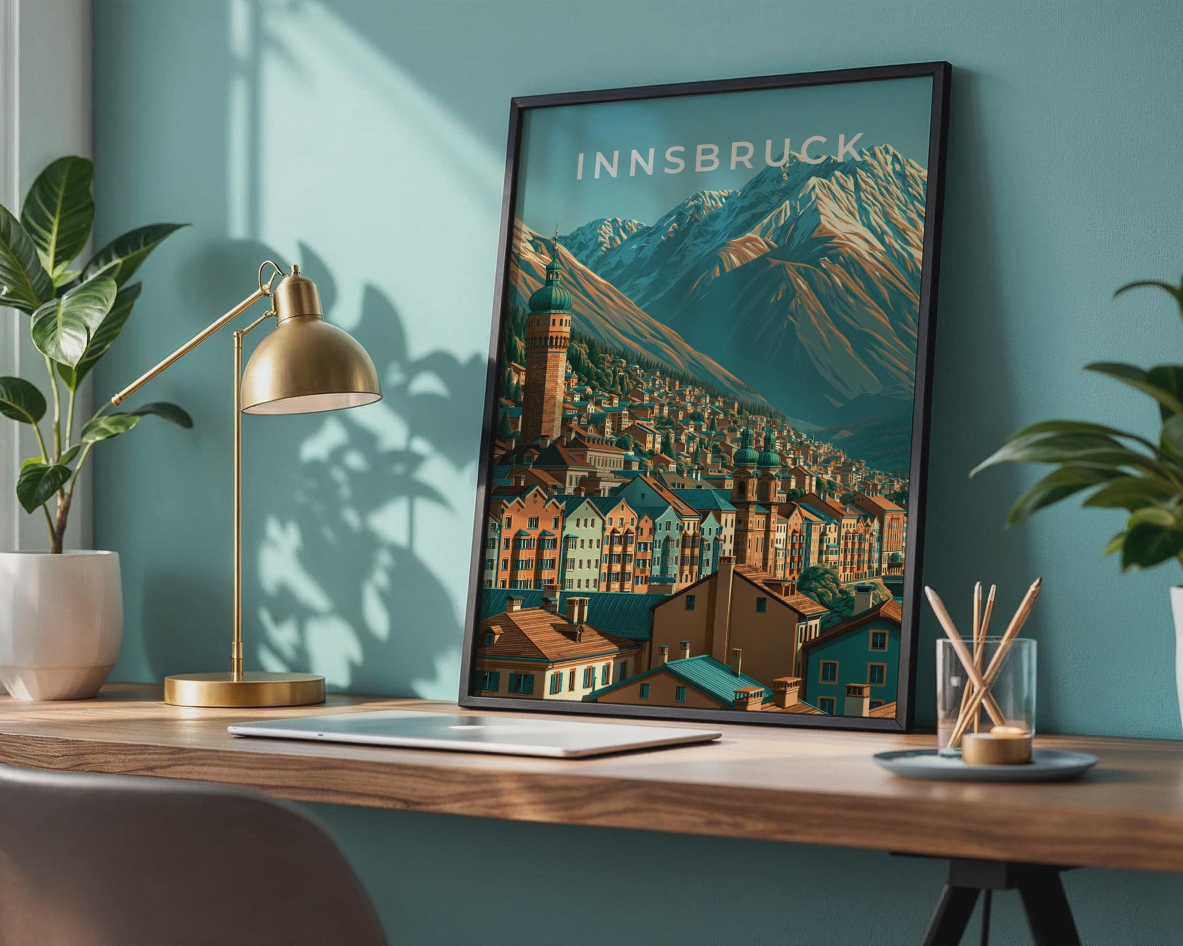 Innsbruck Travel Poster Mountain Landscape Art - Travel Wall Art