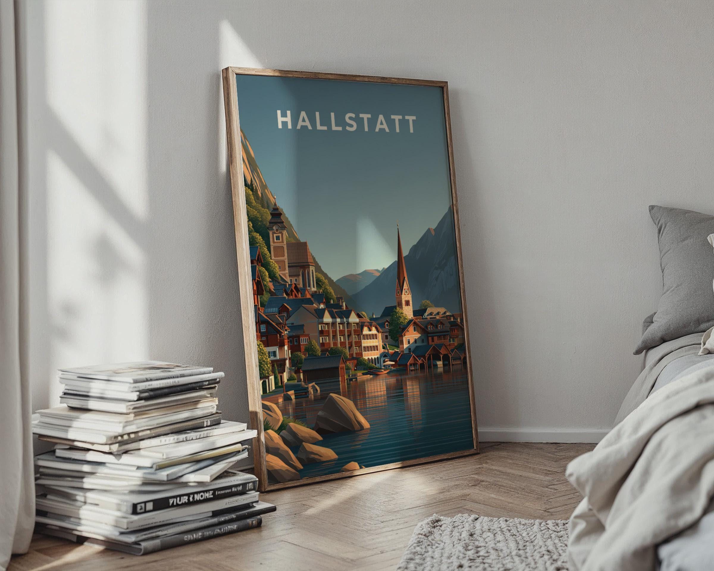 Hallstatt Vintage City Poster - Travel Wall Art