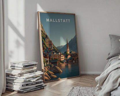 Hallstatt Vintage City Poster - Travel Wall Art