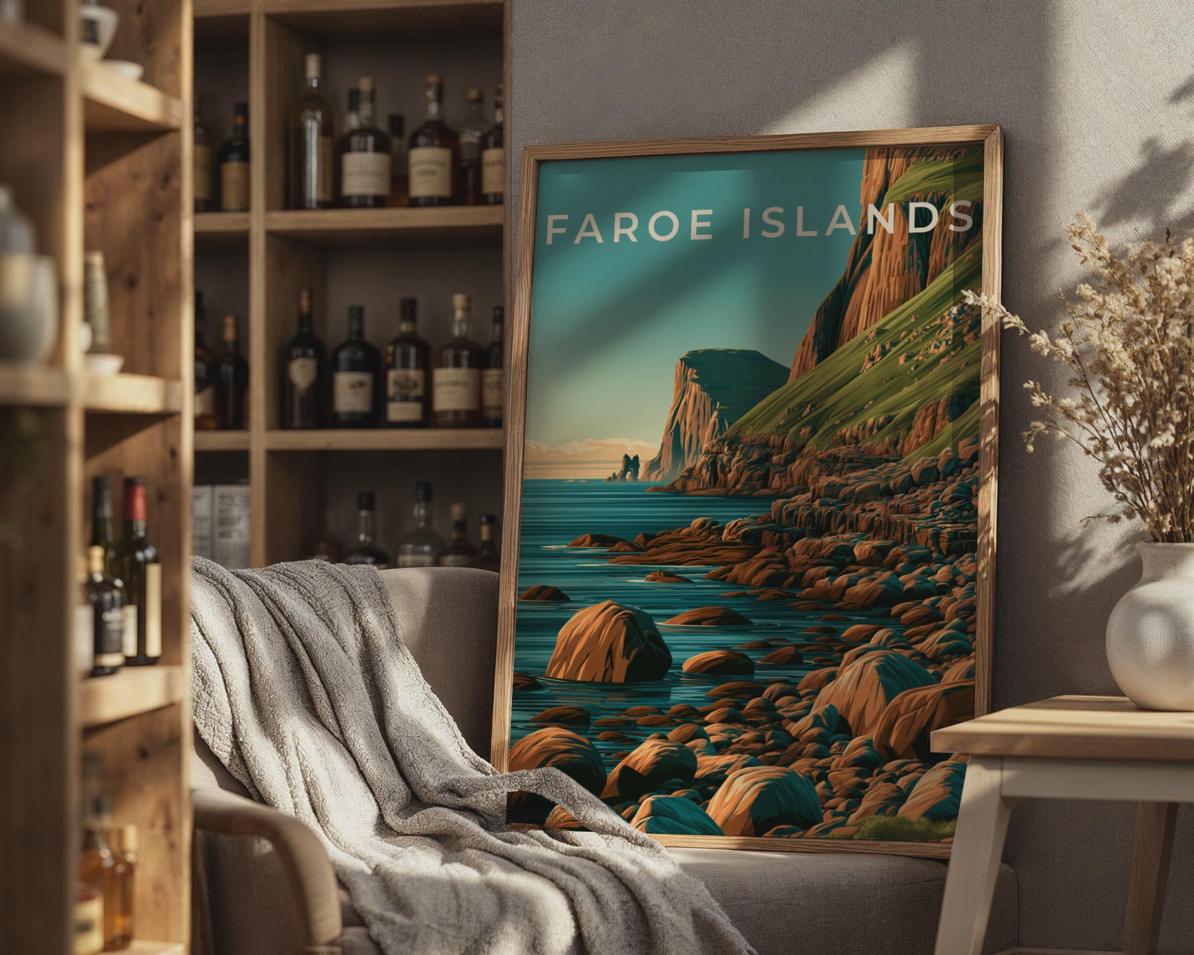 Faroe Islands Coastal Landscape Art Print - Travel Wall Art