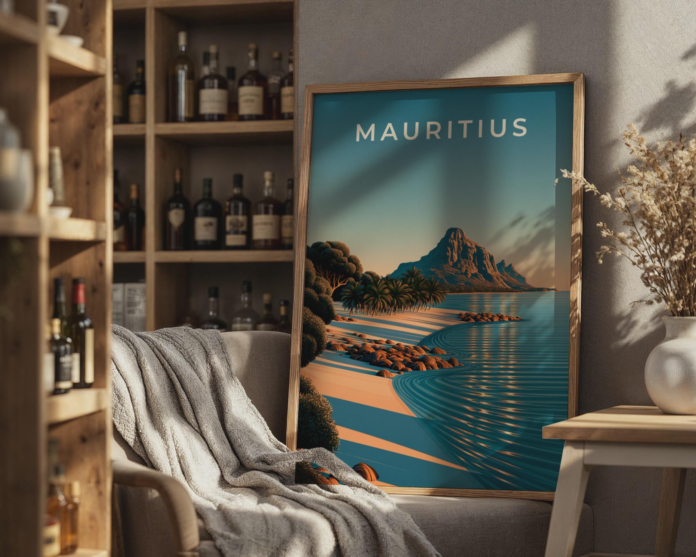 Mauritius Beach Landscape Poster Art - Travel Wall Art