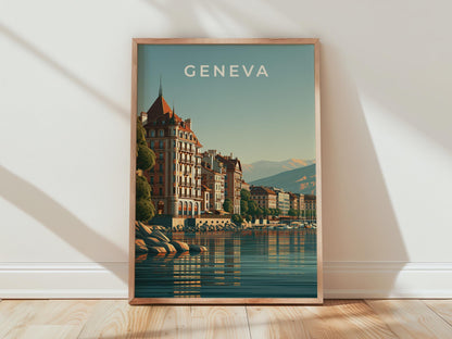Geneva Cityscape Print Poster - Travel Wall Art
