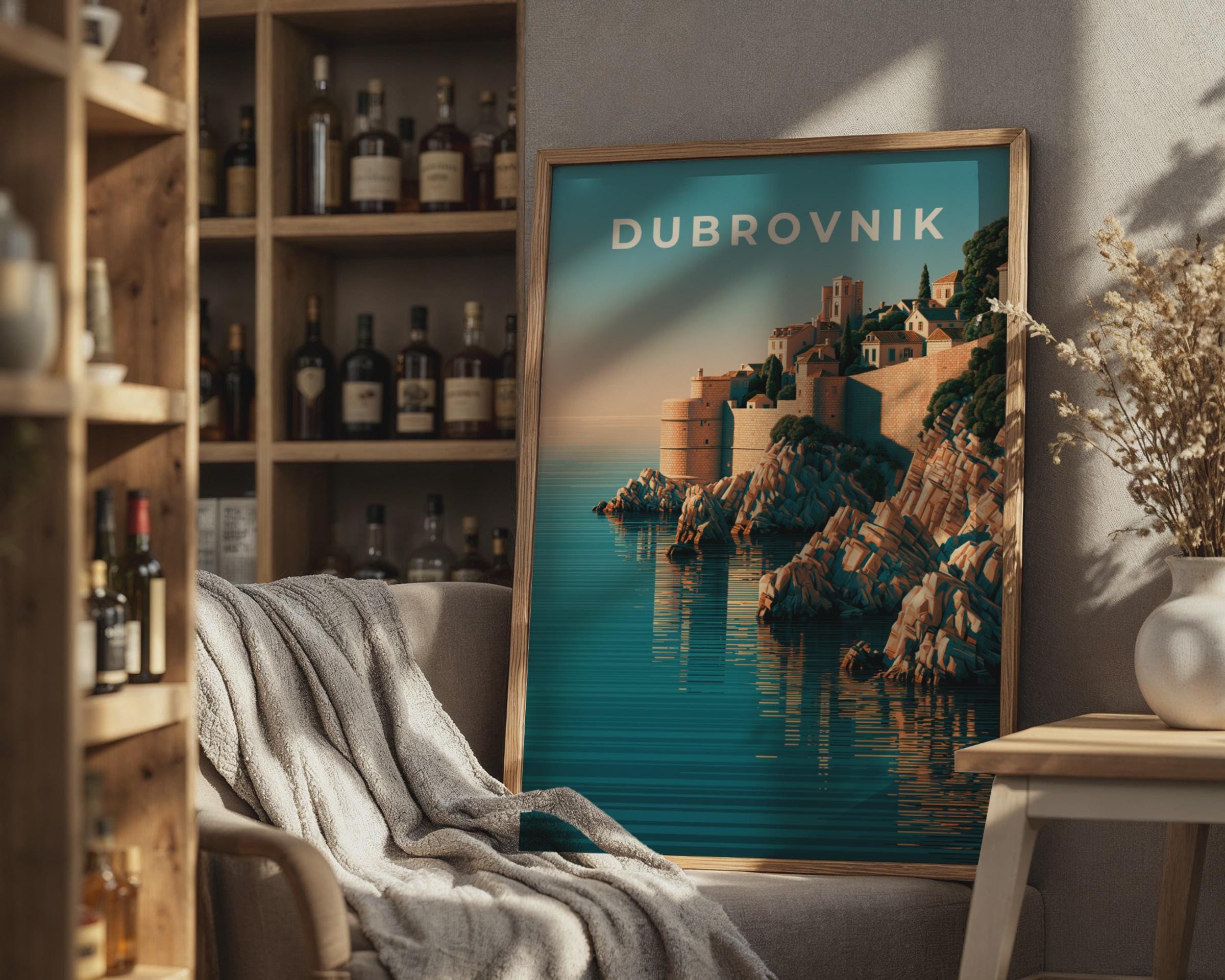 Dubrovnik Coastal Cityscape Art Print - Travel Wall Art