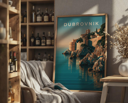 Dubrovnik Coastal Cityscape Art Print - Travel Wall Art