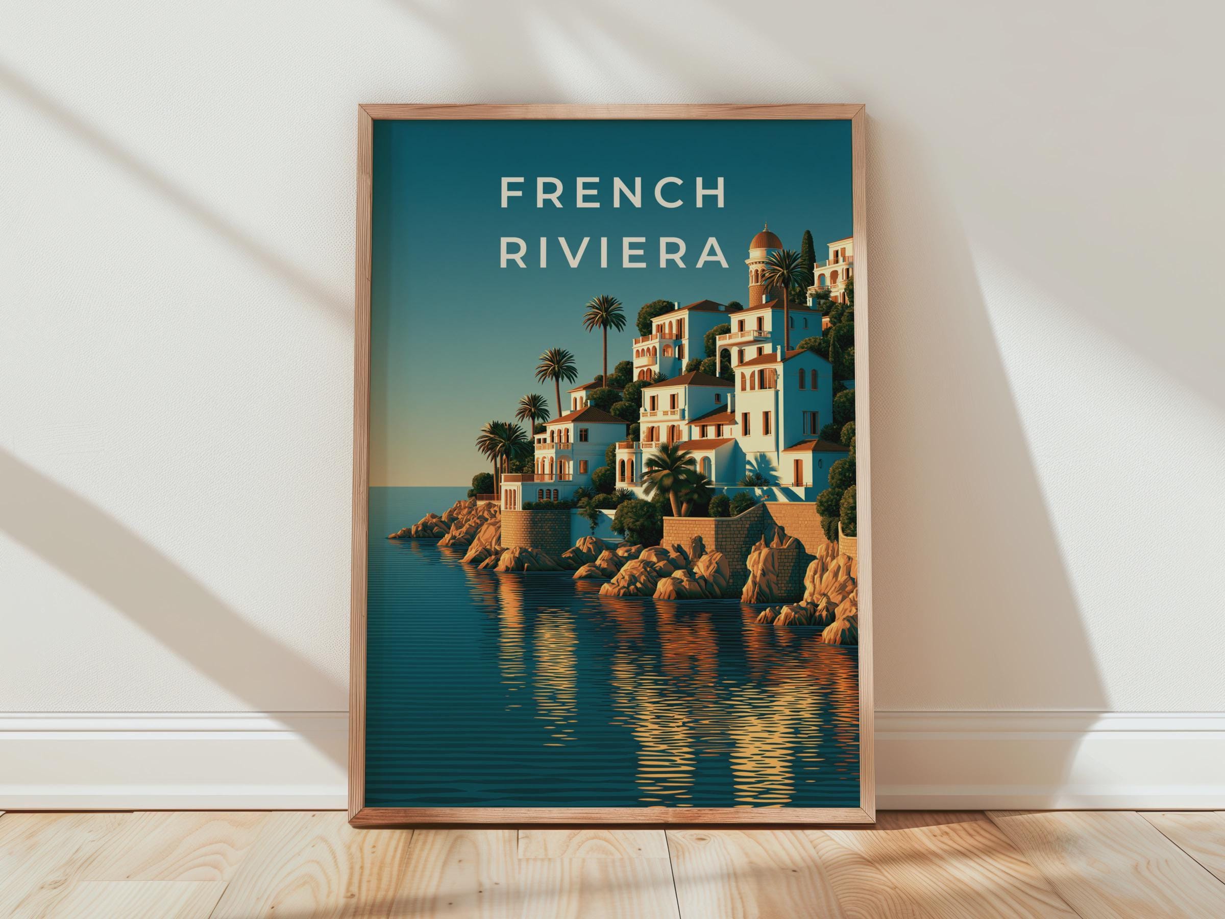 French Riviera Coastal Art Print - Travel Wall Art