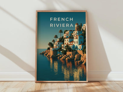 French Riviera Coastal Art Print - Travel Wall Art