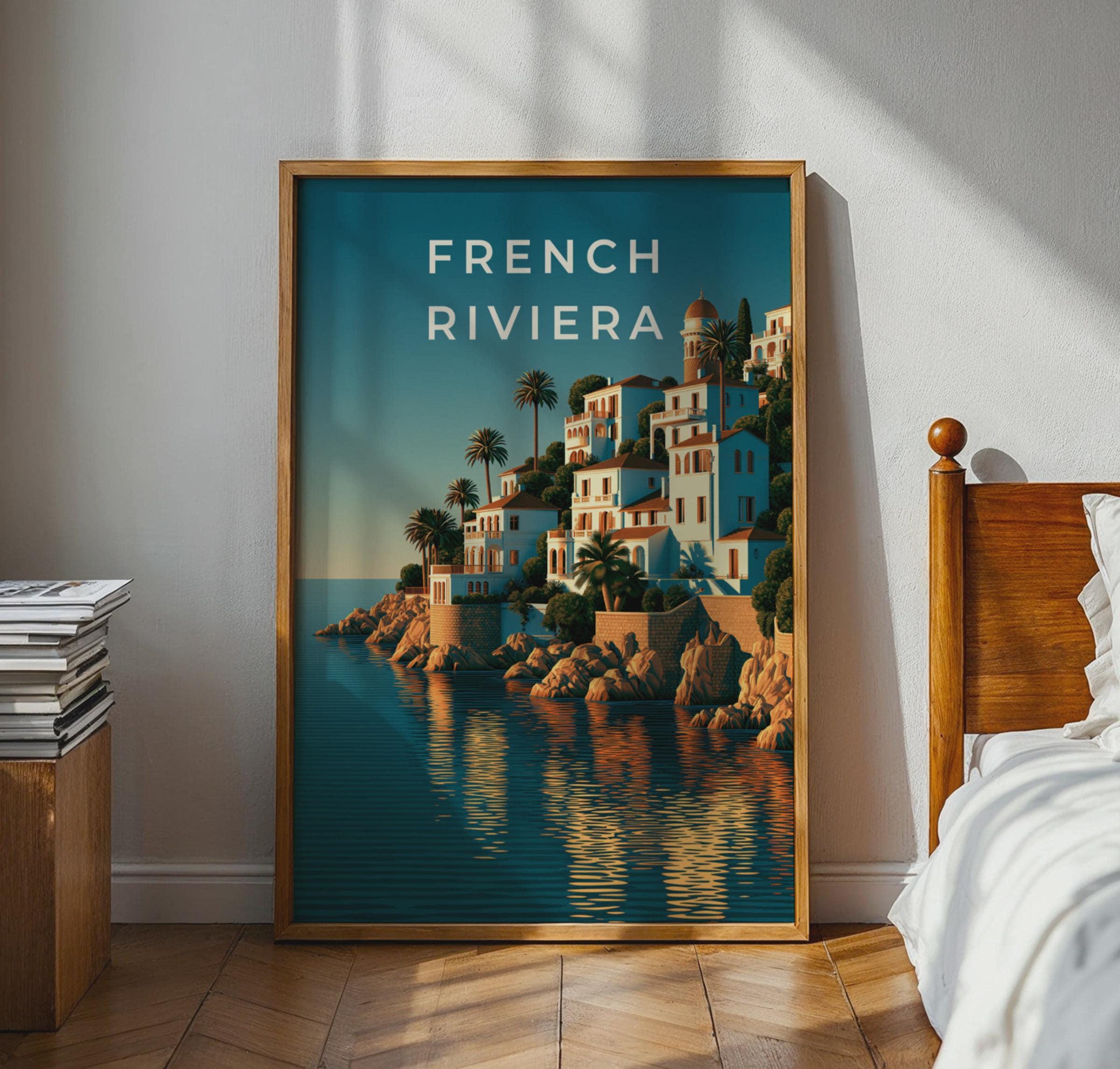 French Riviera Coastal Art Print - Travel Wall Art