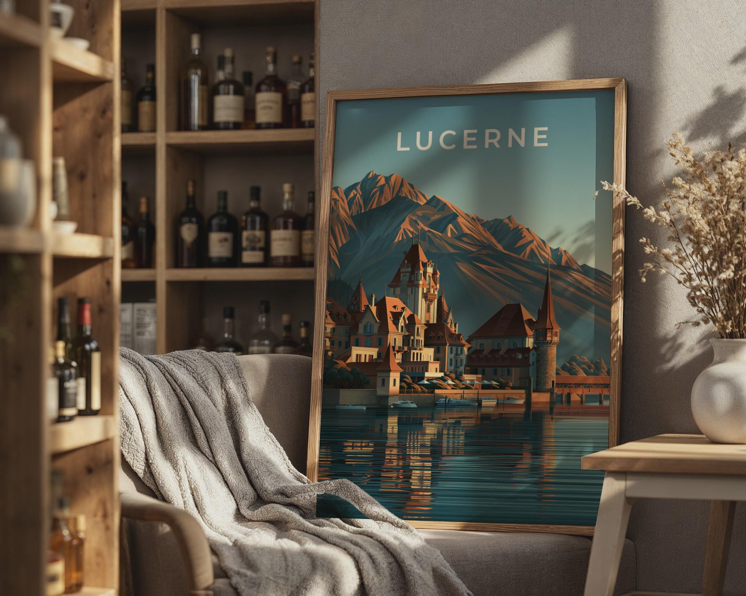 Lucerne Cityscape Poster Art - Travel Wall Art