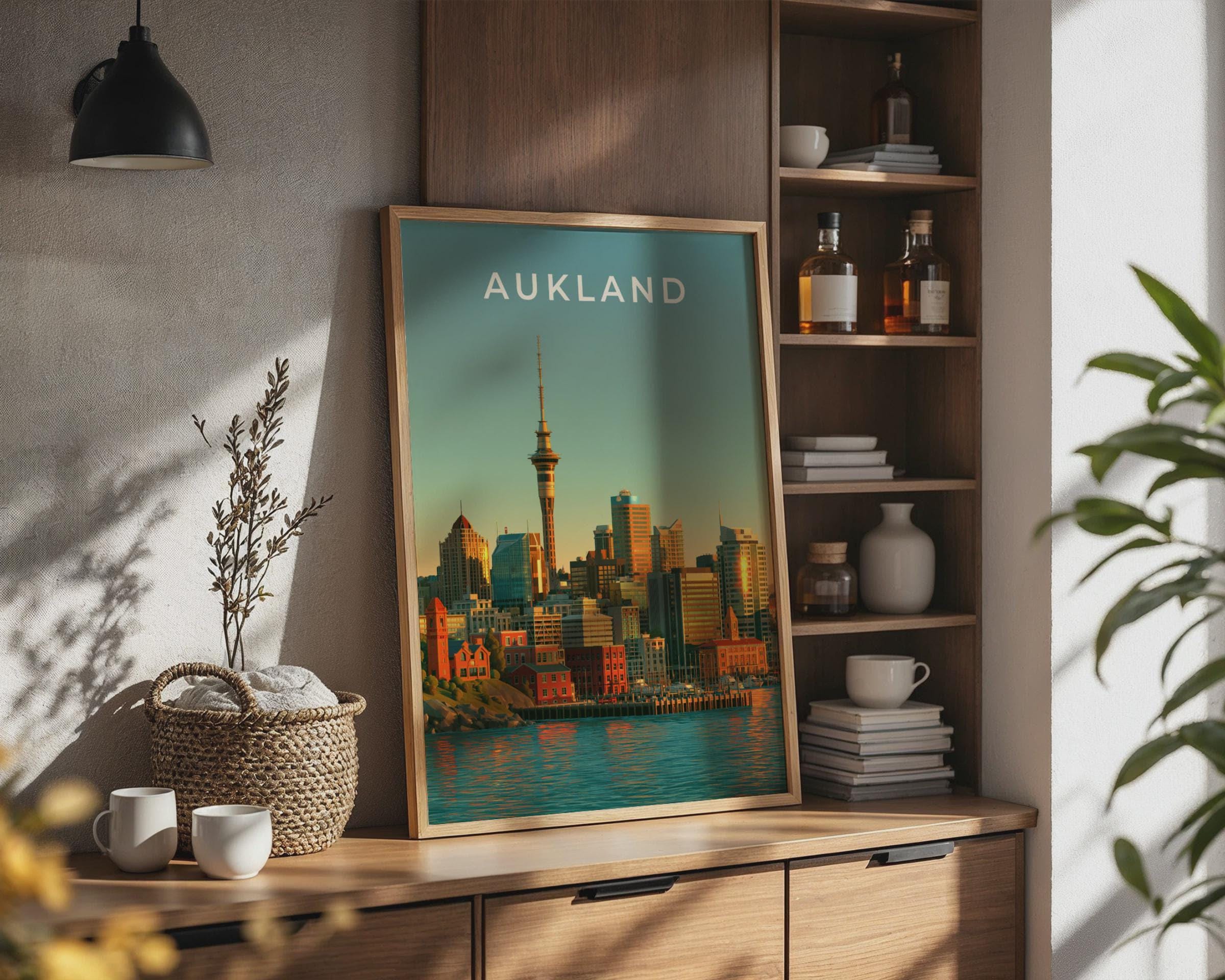 Auckland Skyline Modern Wall Art Print - Travel Wall Art