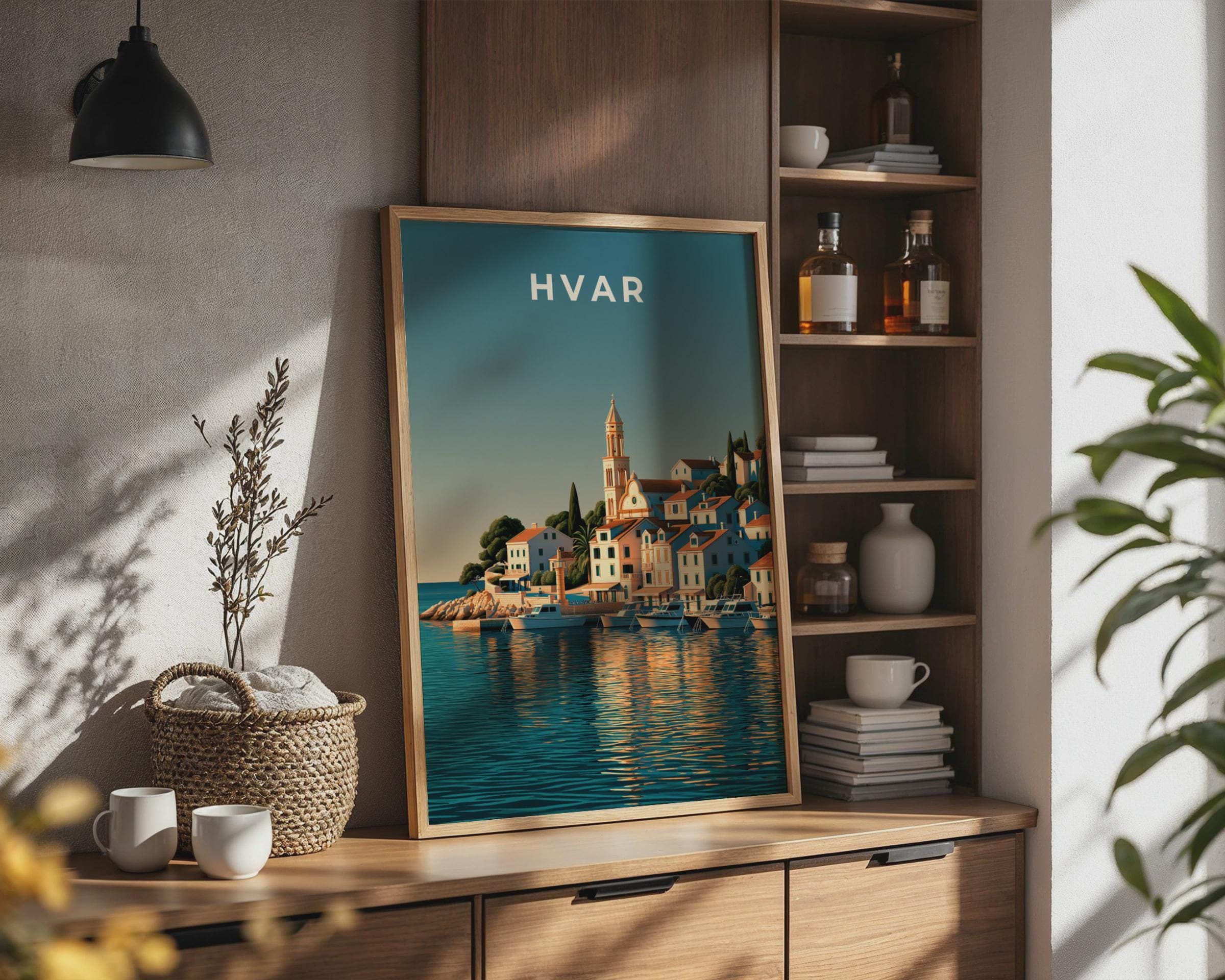 Hvar Coastal Art Print Poster - Travel Wall Art