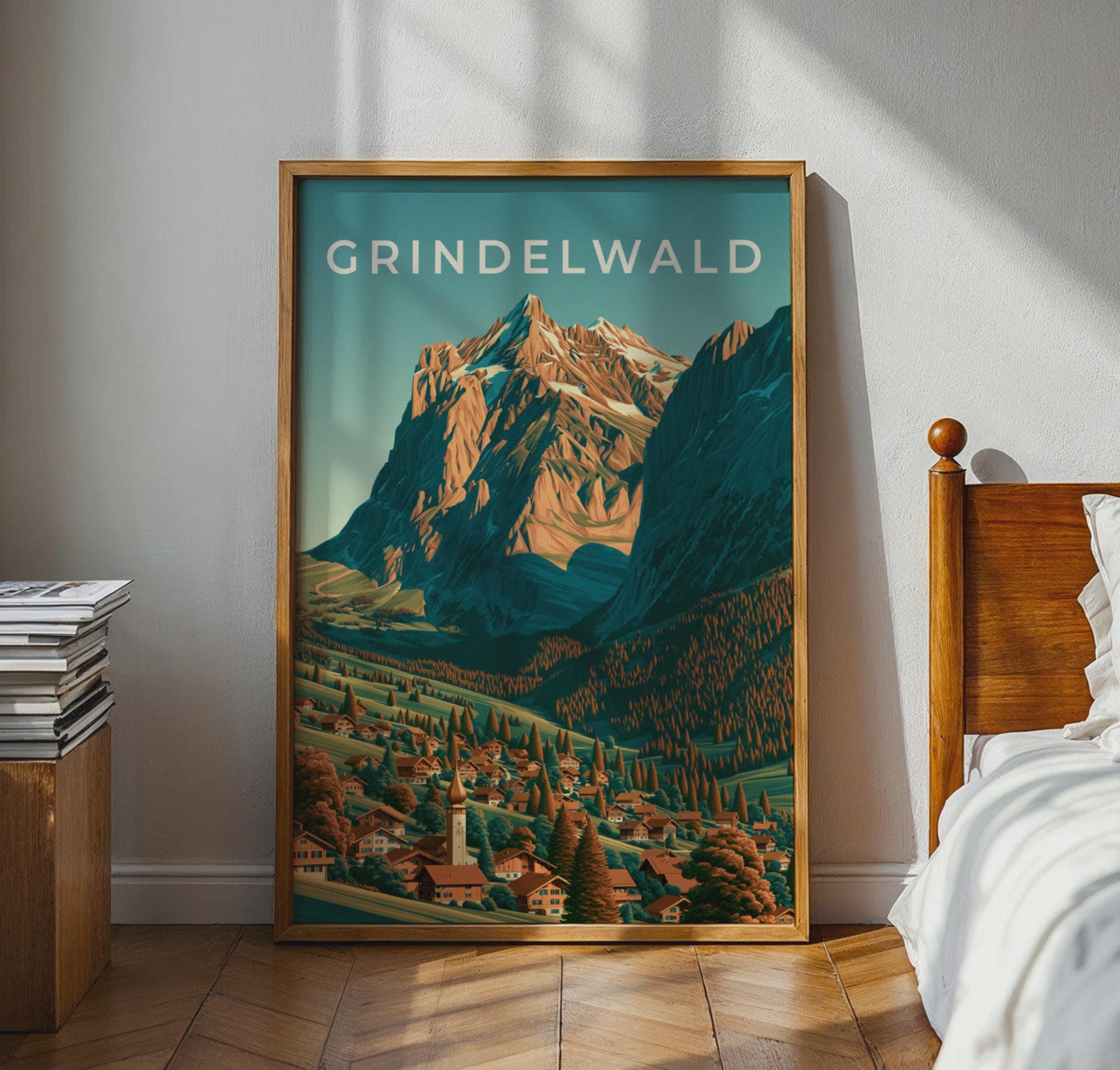 Grindelwald Mountain Landscape Poster - Travel Wall Art