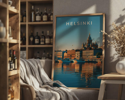 Helsinki Cityscape Print Coastal Wall Art Evening Reflection Artwork - Travel Wall Art