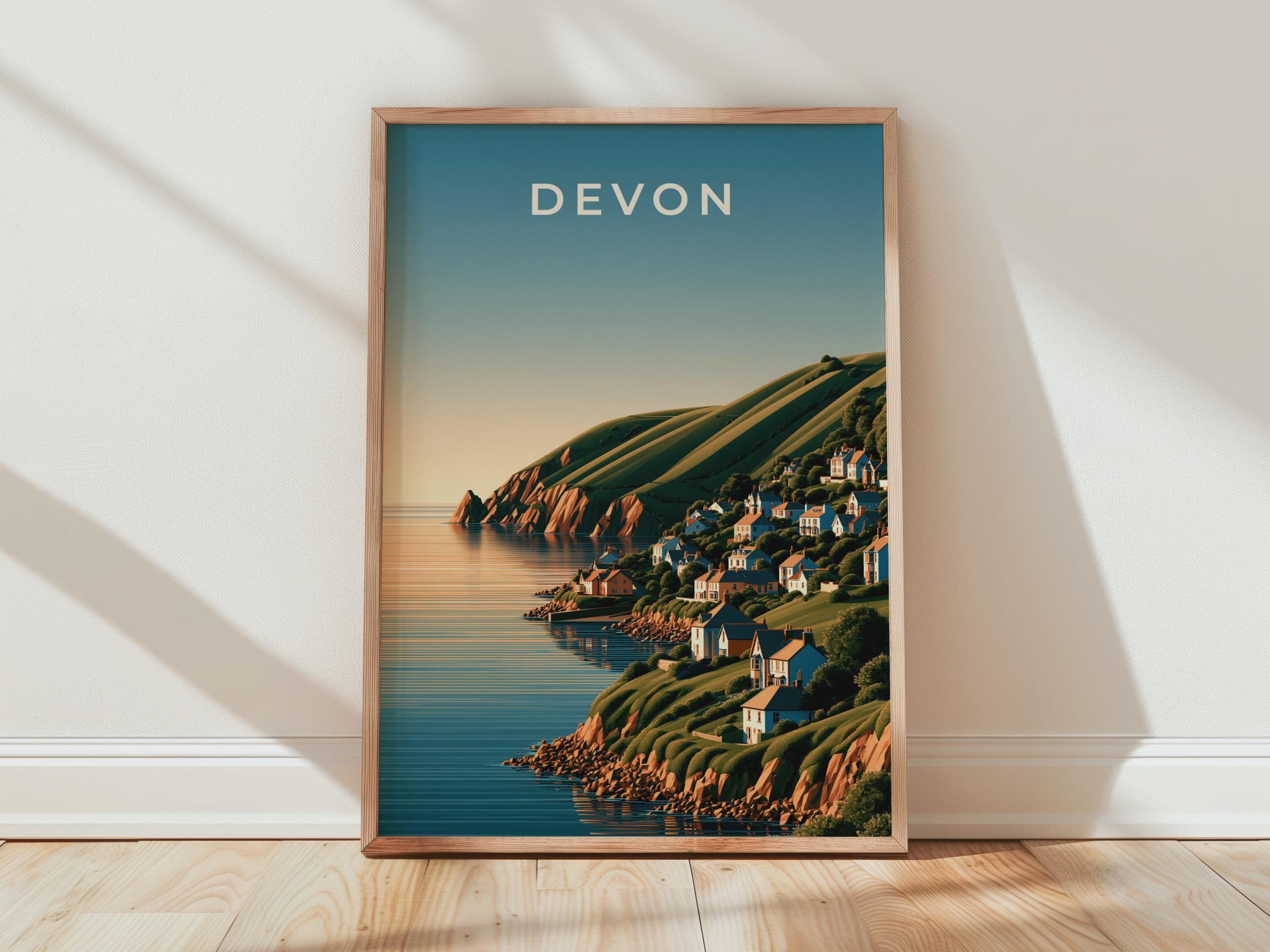 Coastal Village Devon Wall Art Print - Travel Wall Art
