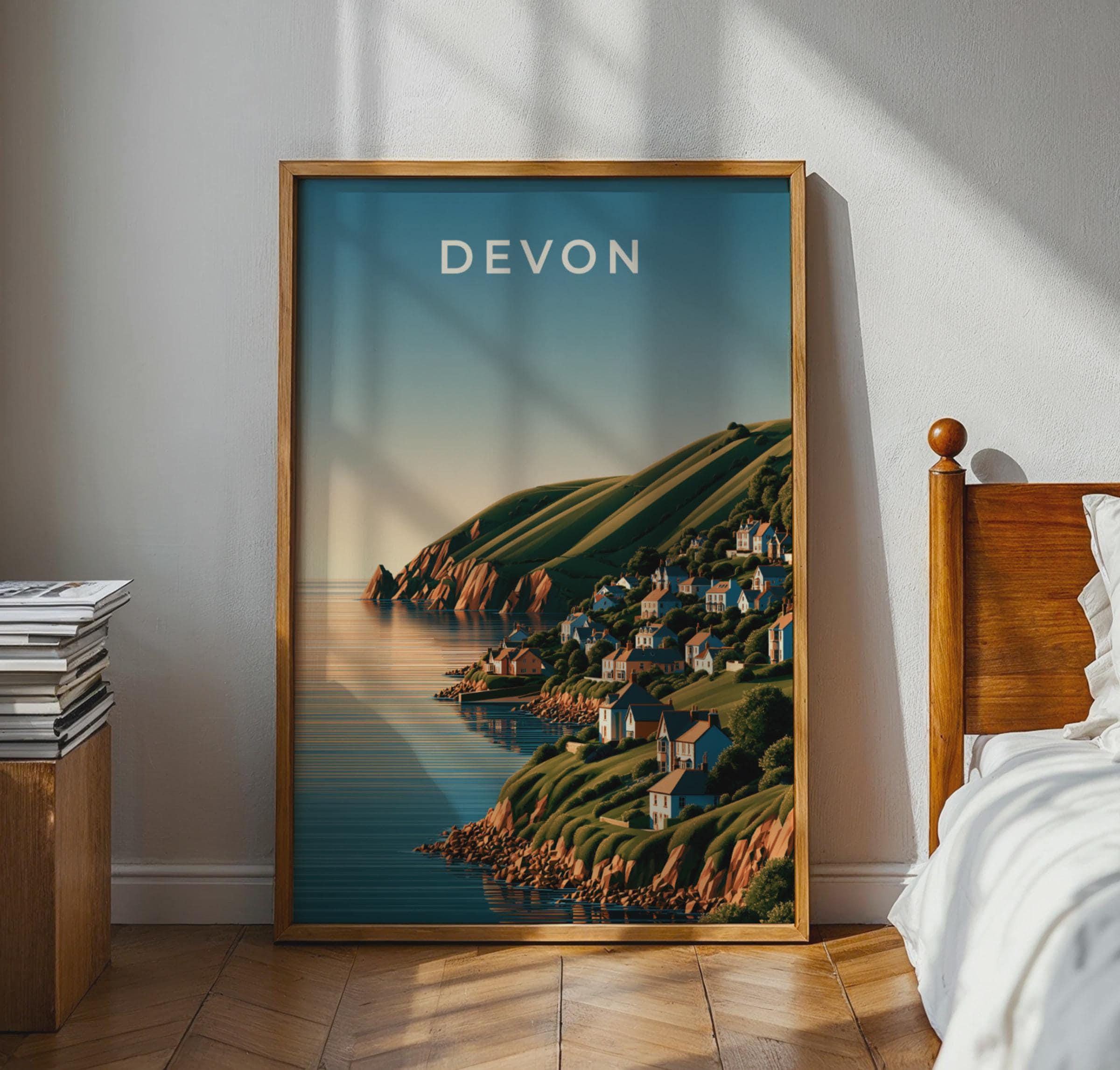 Coastal Village Devon Wall Art Print - Travel Wall Art