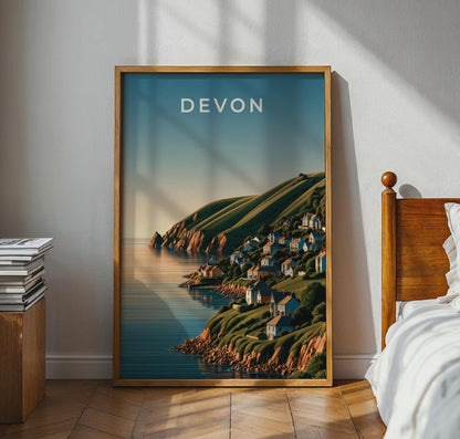 Coastal Village Devon Wall Art Print - Travel Wall Art