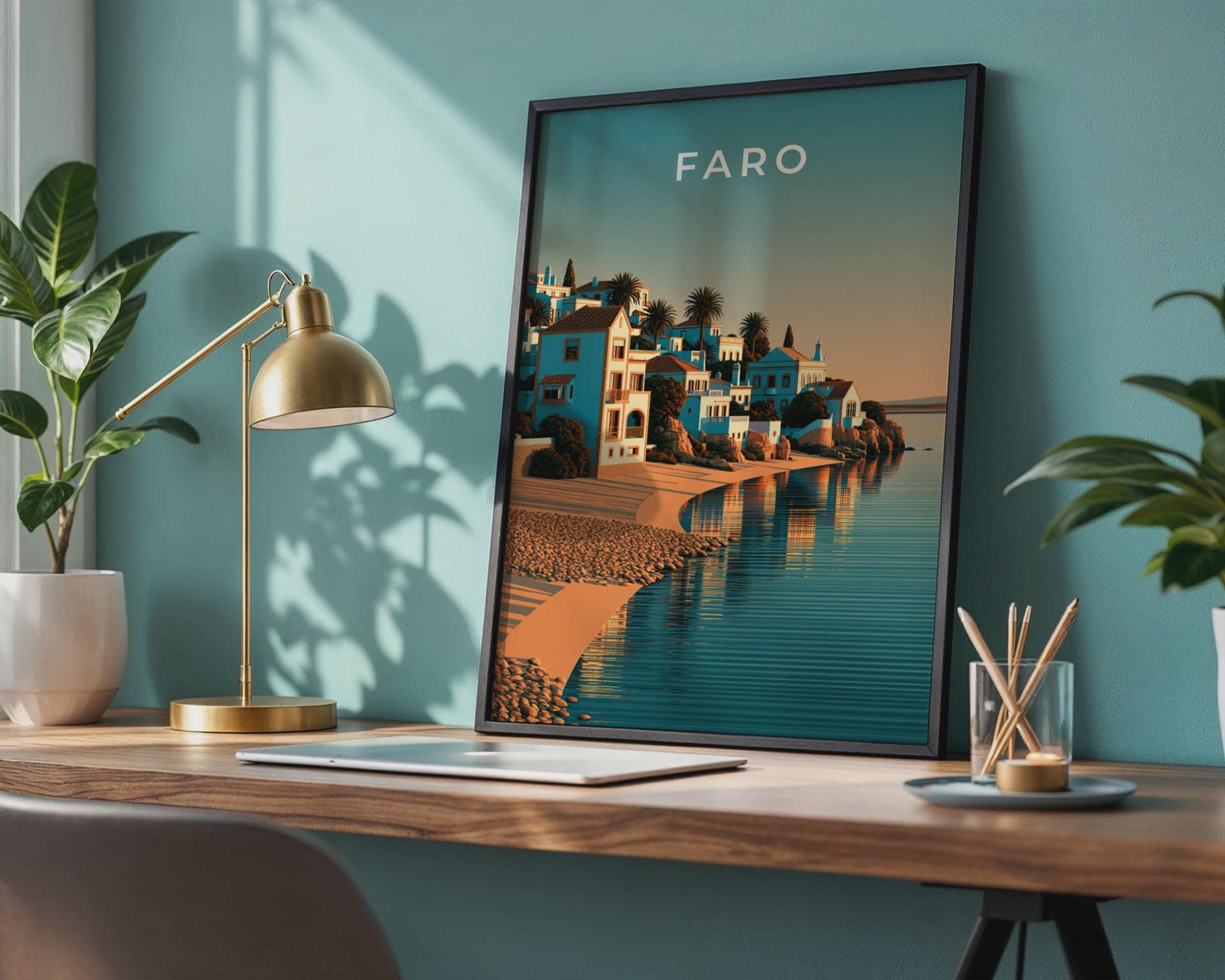 Faro Minimalist Coastal Print - Travel Wall Art