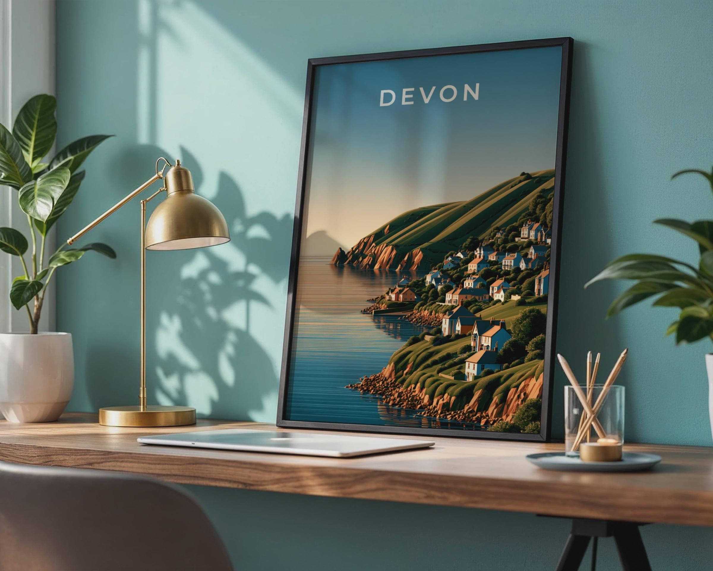 Coastal Village Devon Wall Art Print - Travel Wall Art