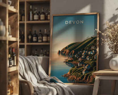 Coastal Village Devon Wall Art Print - Travel Wall Art