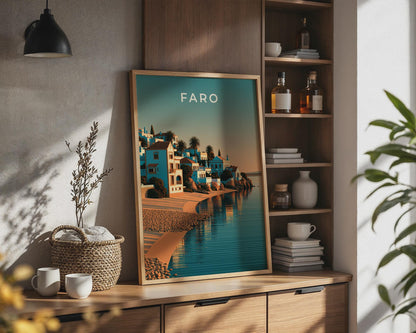 Faro Minimalist Coastal Print - Travel Wall Art