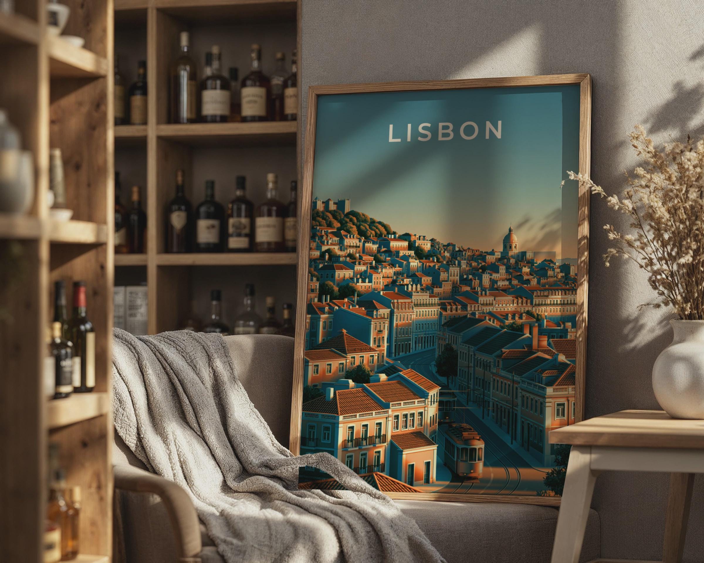Lisbon City Print Architectural Wall Art - Travel Wall Art