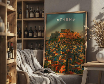 Athens Cityscape Wall Art Poster - Travel Wall Art