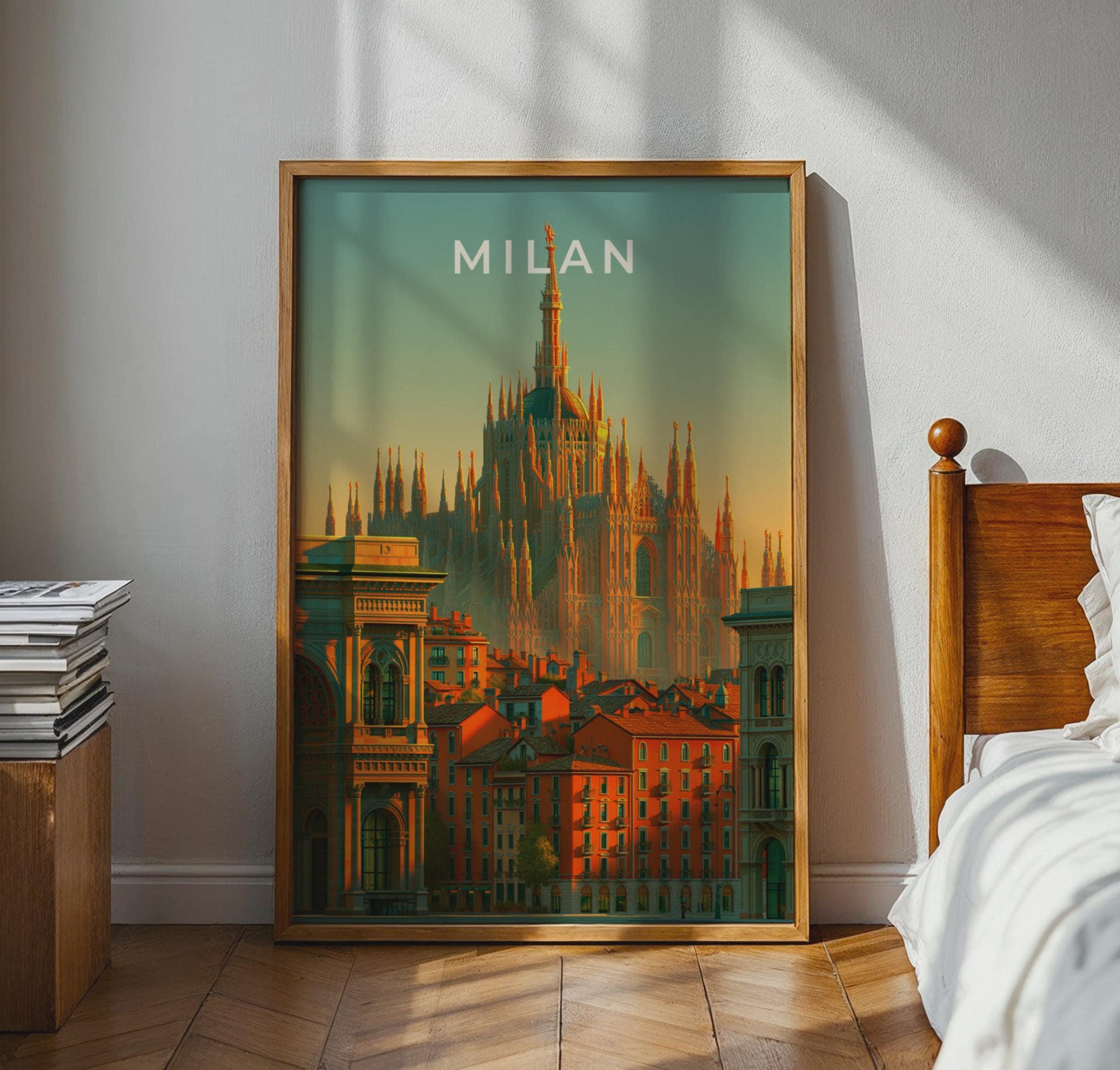 Milan Cathedral Cityscape Poster Wall Art Print Travel Art - Travel Wall Art