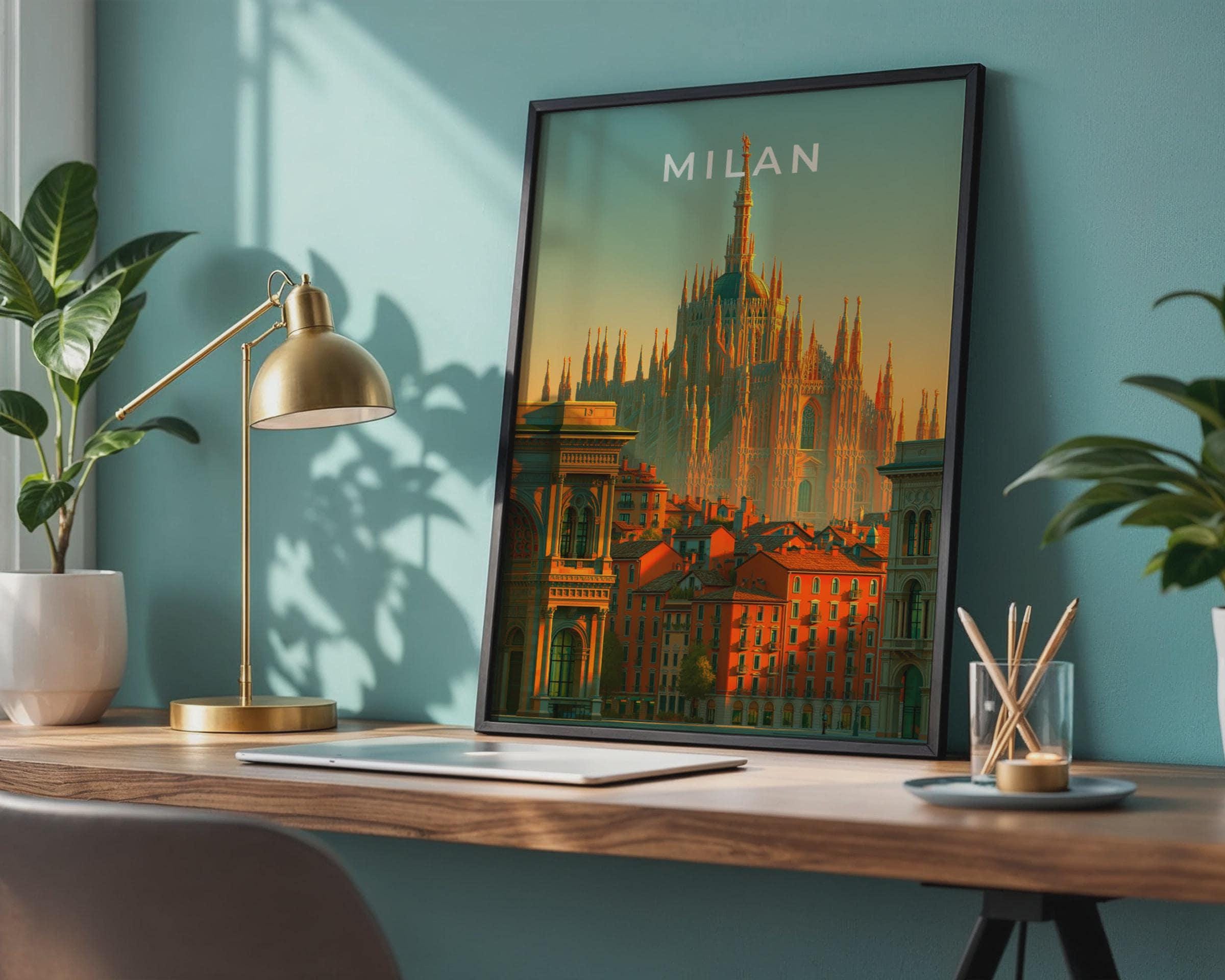 Milan Cathedral Cityscape Poster Wall Art Print Travel Art - Travel Wall Art