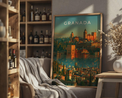Granada Alhambra Wall Art Travel Poster - Travel Wall Art