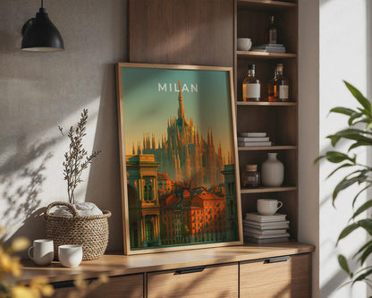 Milan Cathedral Cityscape Poster Wall Art Print Travel Art - Travel Wall Art