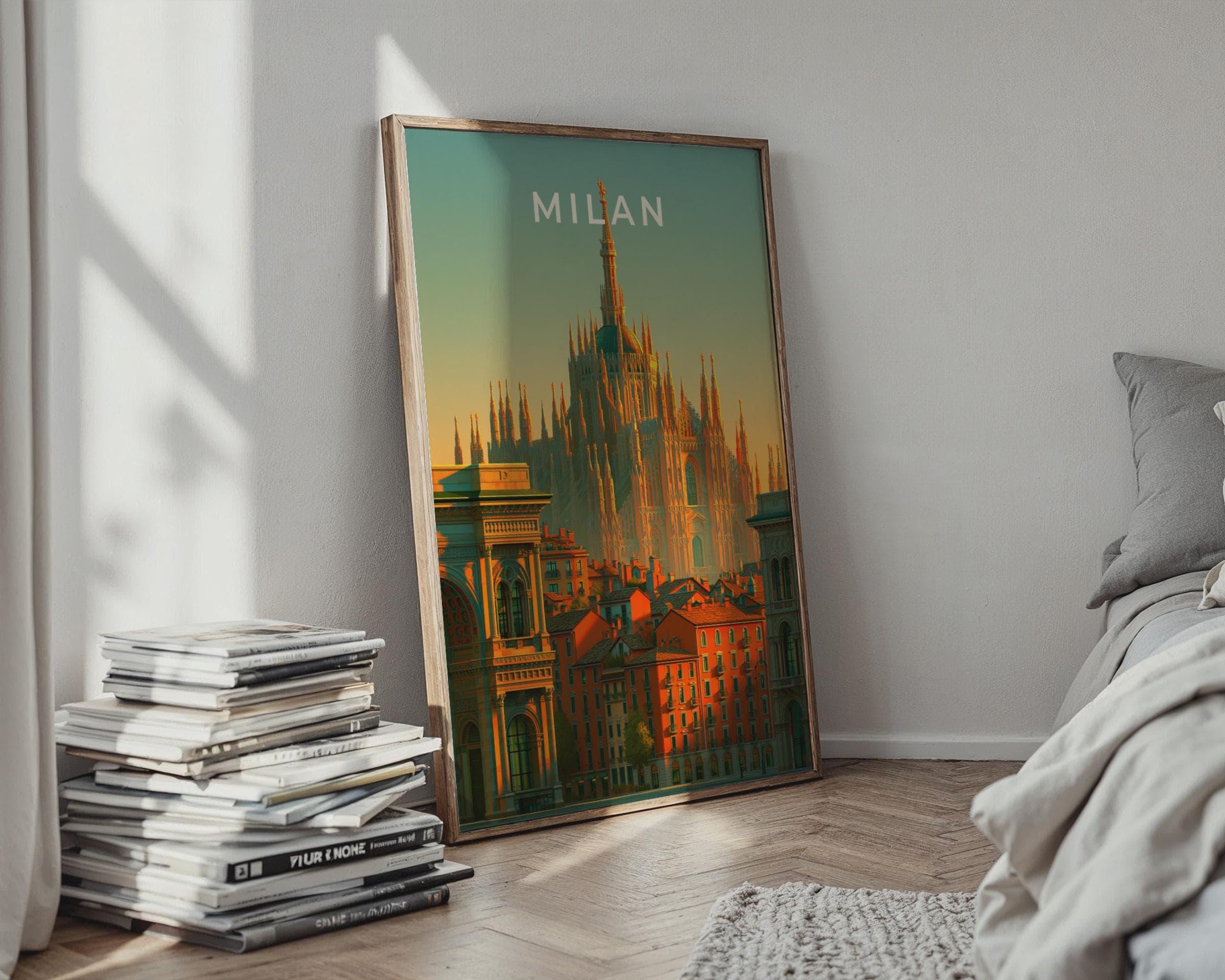 Milan Cathedral Cityscape Poster Wall Art Print Travel Art - Travel Wall Art
