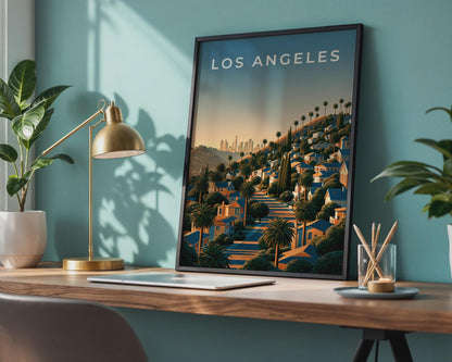 Los Angeles Cityscape Art Print - Travel Wall Art
