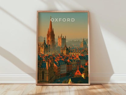 Oxford Cityscape Art Print Poster - Travel Wall Art