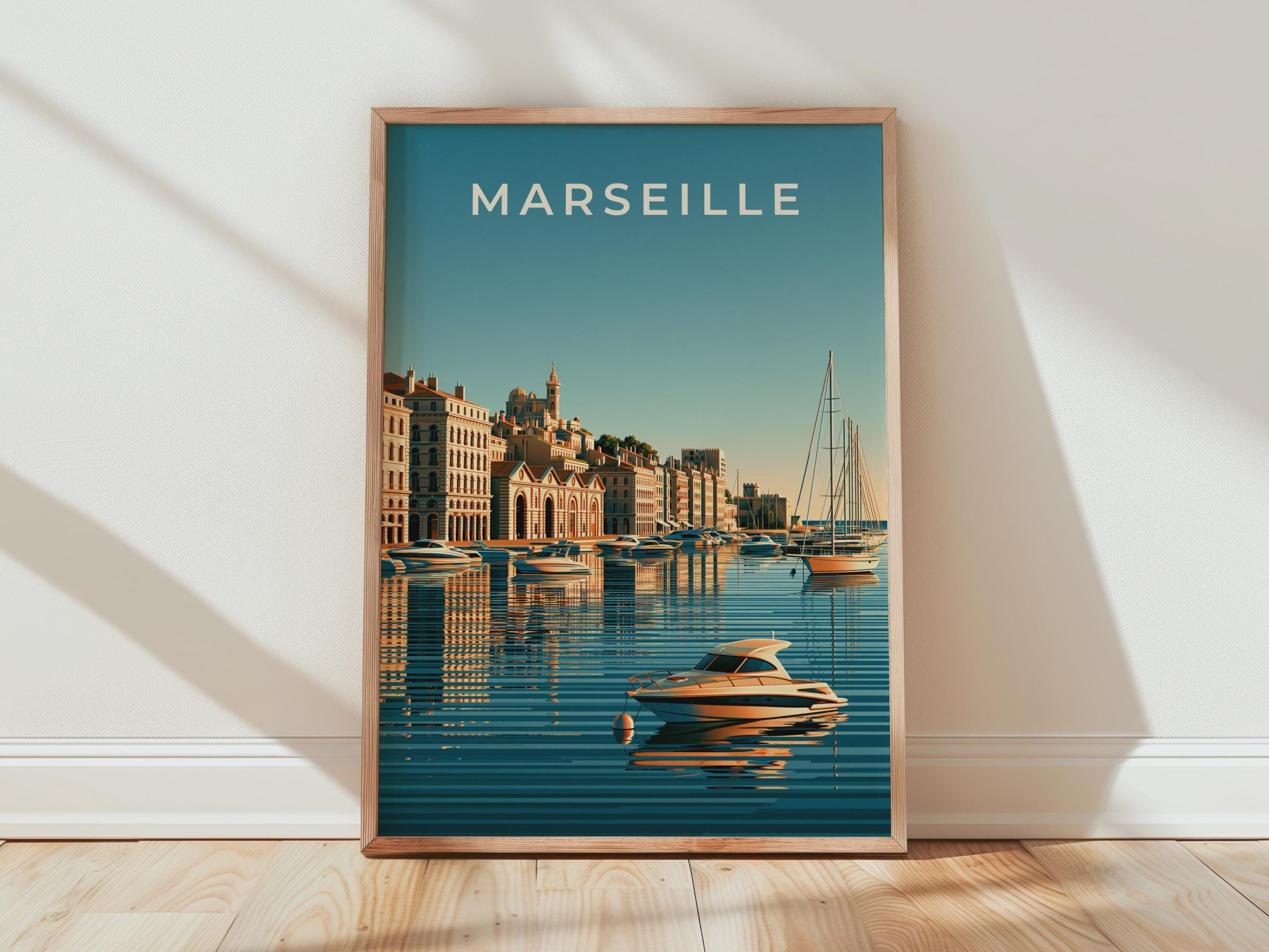 Marseille Coastal Cityscape Print Wall Art - Travel Wall Art